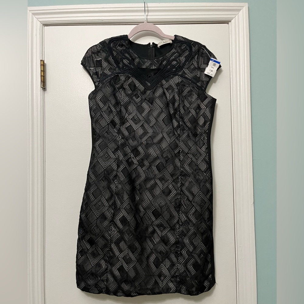 Essentiel  Antwerp Black Silk Cotton Blend Patterned Mini‎ Dress Sz. M - Picture 2 of 12